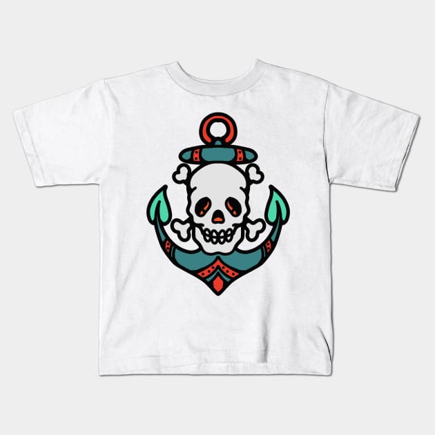 skull anchor Kids T-Shirt by donipacoceng